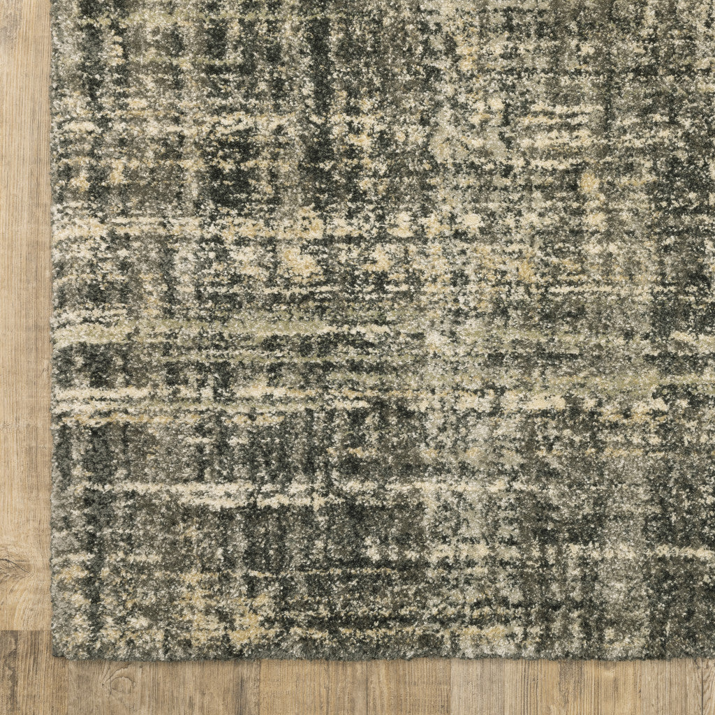 2' X 8' Charcoal Grey Beige And Tan Abstract Power Loom Stain Resistant Runner Rug