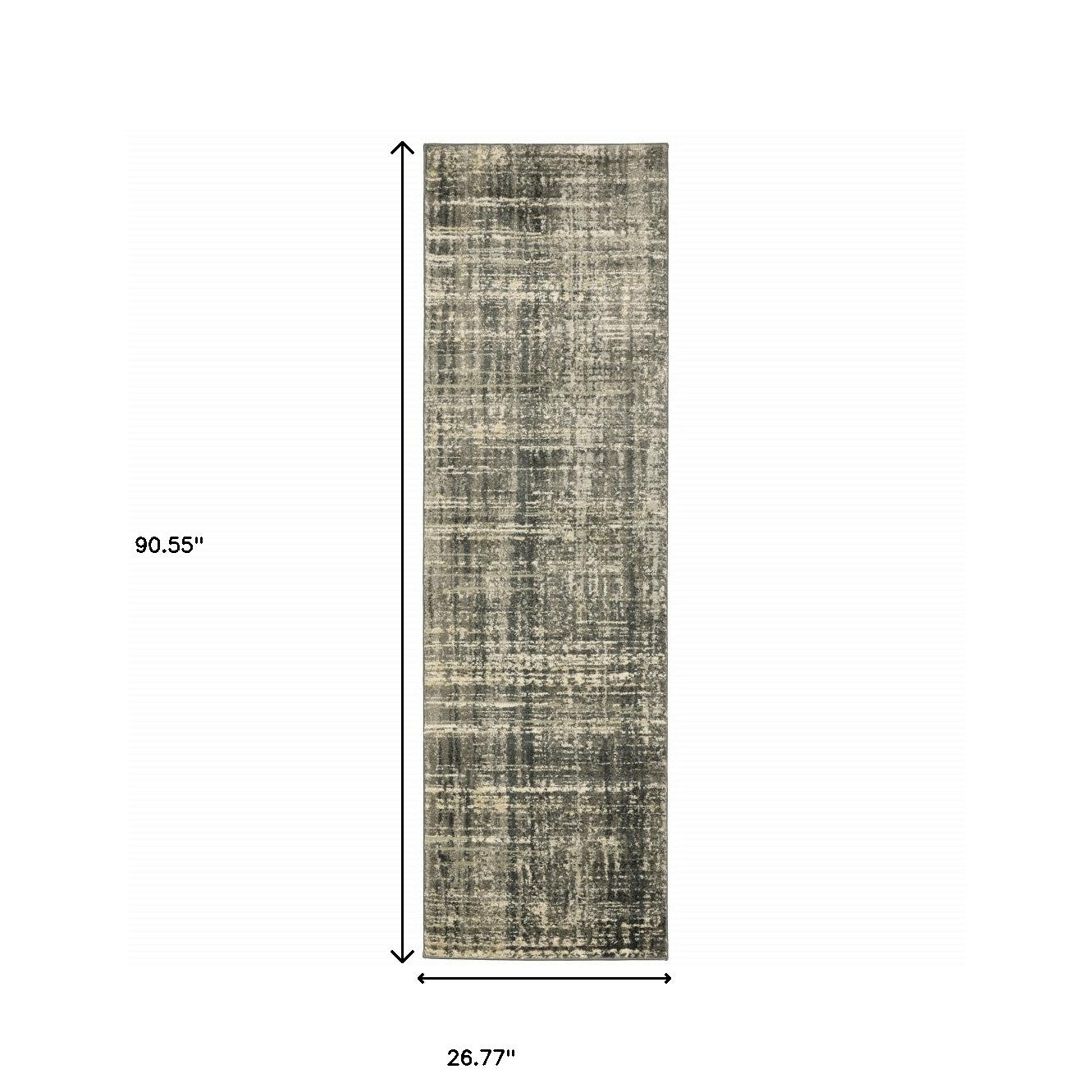 2' X 8' Charcoal Grey Beige And Tan Abstract Power Loom Stain Resistant Runner Rug