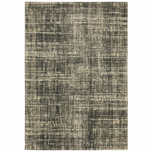 3' X 5' Charcoal Grey Beige And Tan Abstract Power Loom Stain Resistant Area Rug