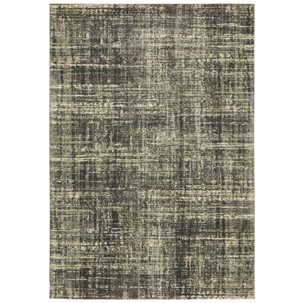 5' X 8' Charcoal Grey Beige And Tan Abstract Power Loom Stain Resistant Area Rug