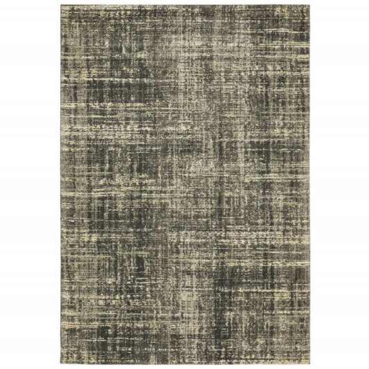 6' X 9' Charcoal Grey Beige And Tan Abstract Power Loom Stain Resistant Area Rug
