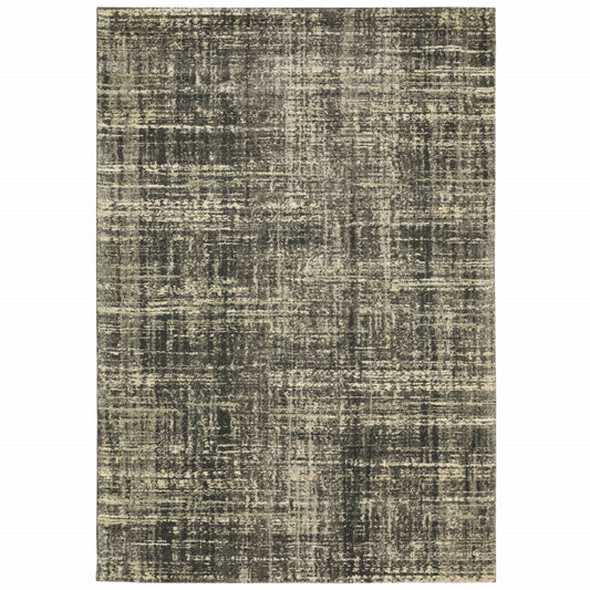 10' X 13' Charcoal Grey Beige And Tan Abstract Power Loom Stain Resistant Area Rug