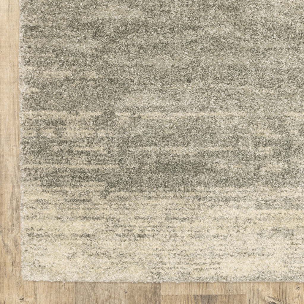 2' X 8' Grey Beige And Tan Abstract Power Loom Stain Resistant Runner Rug