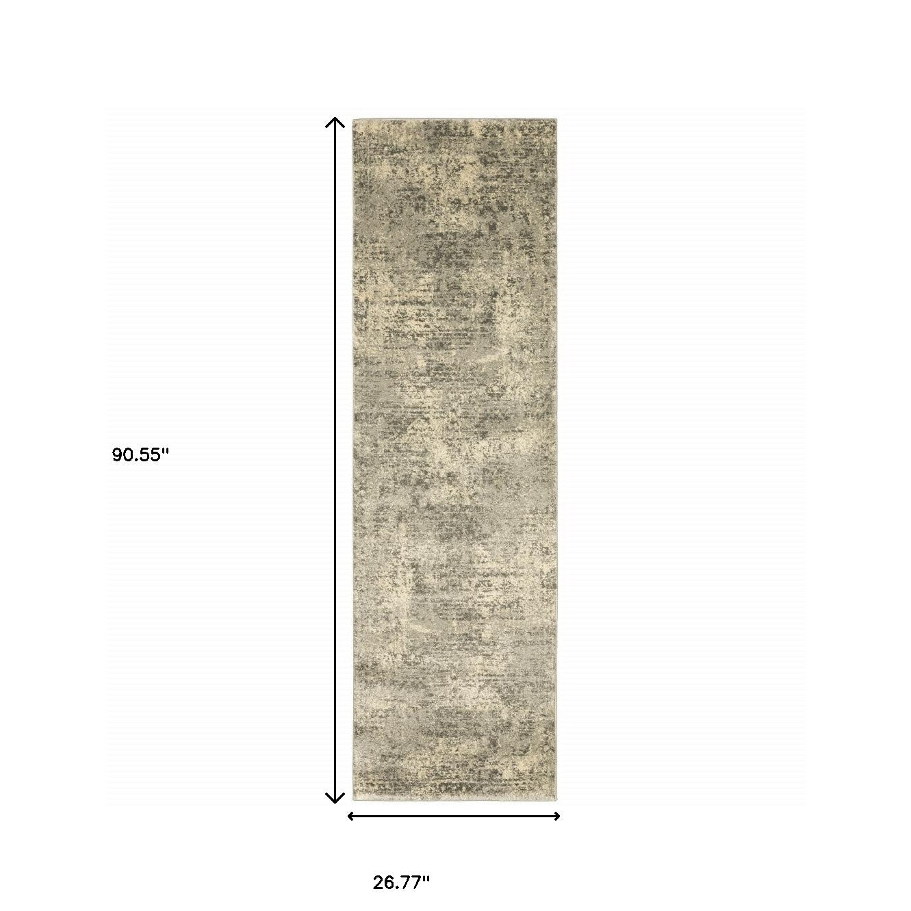 2' X 8' Grey Ivory Beige And Taupe Oriental Power Loom Stain Resistant Runner Rug