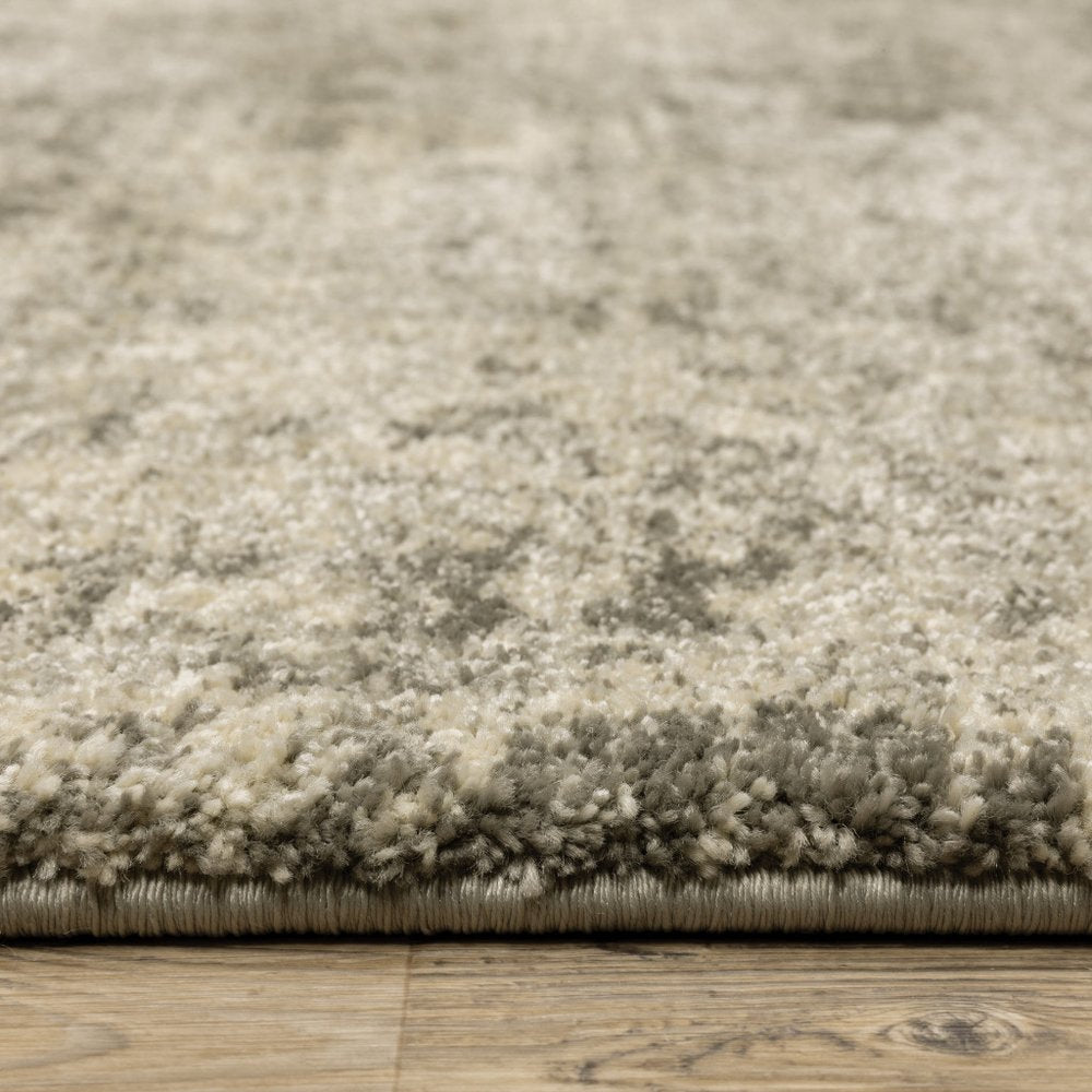 2' X 8' Grey Ivory Beige And Taupe Oriental Power Loom Stain Resistant Runner Rug