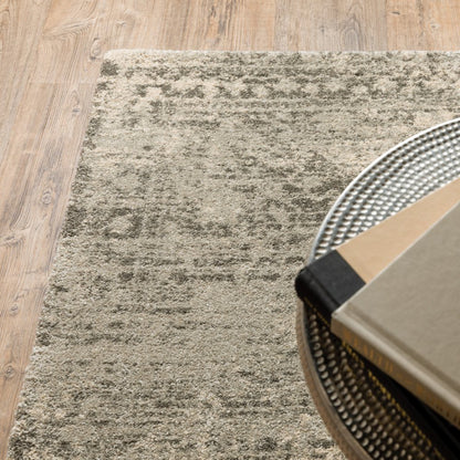2' X 8' Grey Ivory Beige And Taupe Oriental Power Loom Stain Resistant Runner Rug