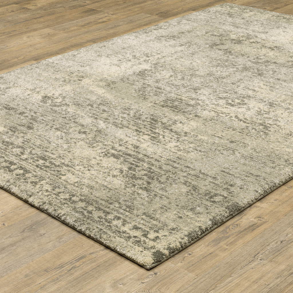 3' X 5' Grey Ivory Beige And Taupe Oriental Power Loom Stain Resistant Area Rug