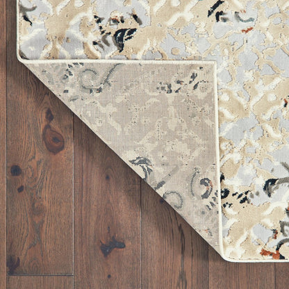 8' X 11' Gray And Gold Abstract Distressed Area Rug
