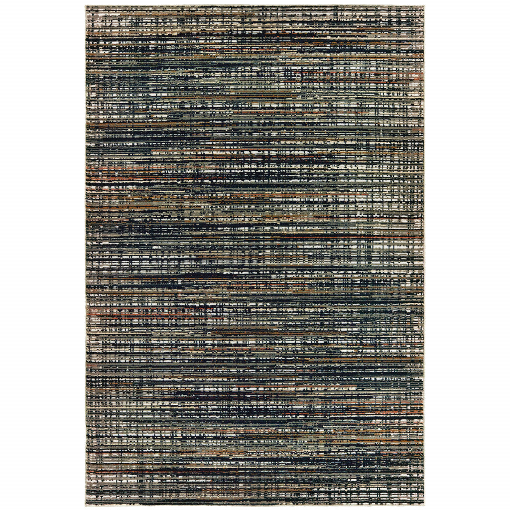 4' X 6' Black Navy Gold Ivory And Blush Abstract Power Loom Stain Resistant Area Rug