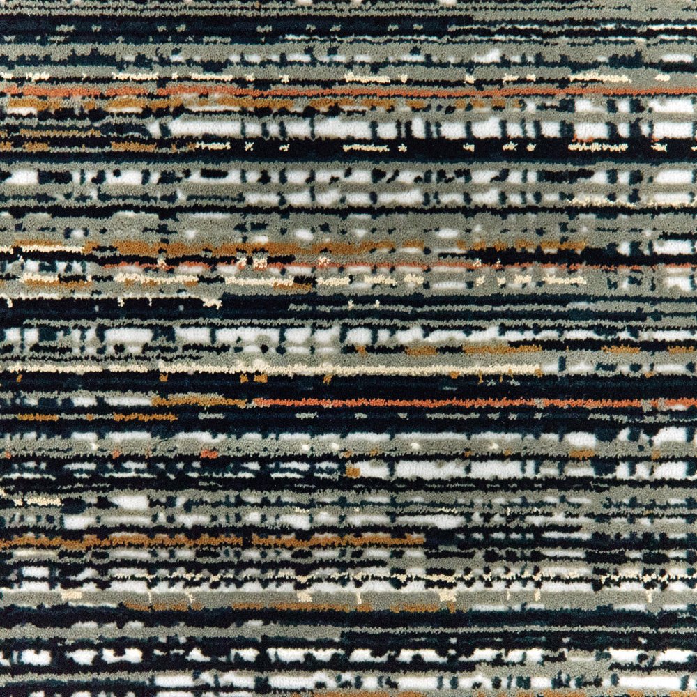 7' X 10' Black And Navy Blue Abstract Area Rug