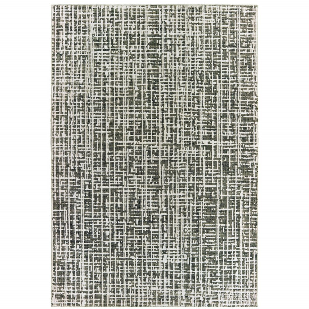 7' X 10' Gray And Ivory Abstract Area Rug
