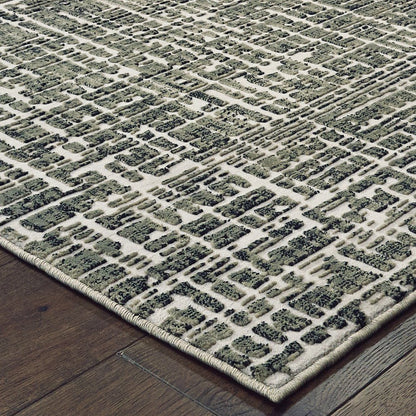7' X 10' Gray And Ivory Abstract Area Rug