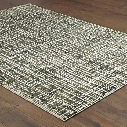 7' X 10' Gray And Ivory Abstract Area Rug