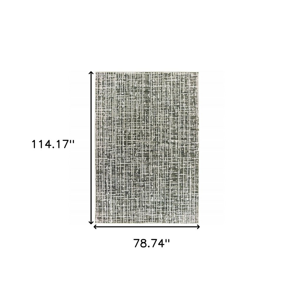 7' X 10' Gray And Ivory Abstract Area Rug