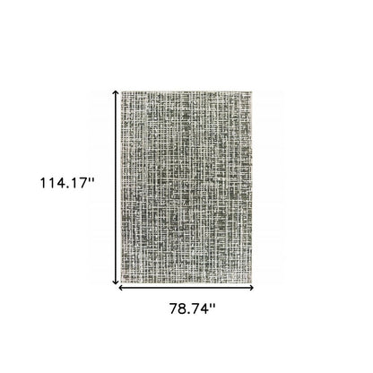7' X 10' Gray And Ivory Abstract Area Rug