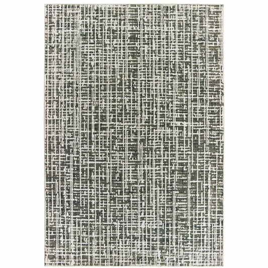 8' X 11' Gray And Ivory Abstract Area Rug