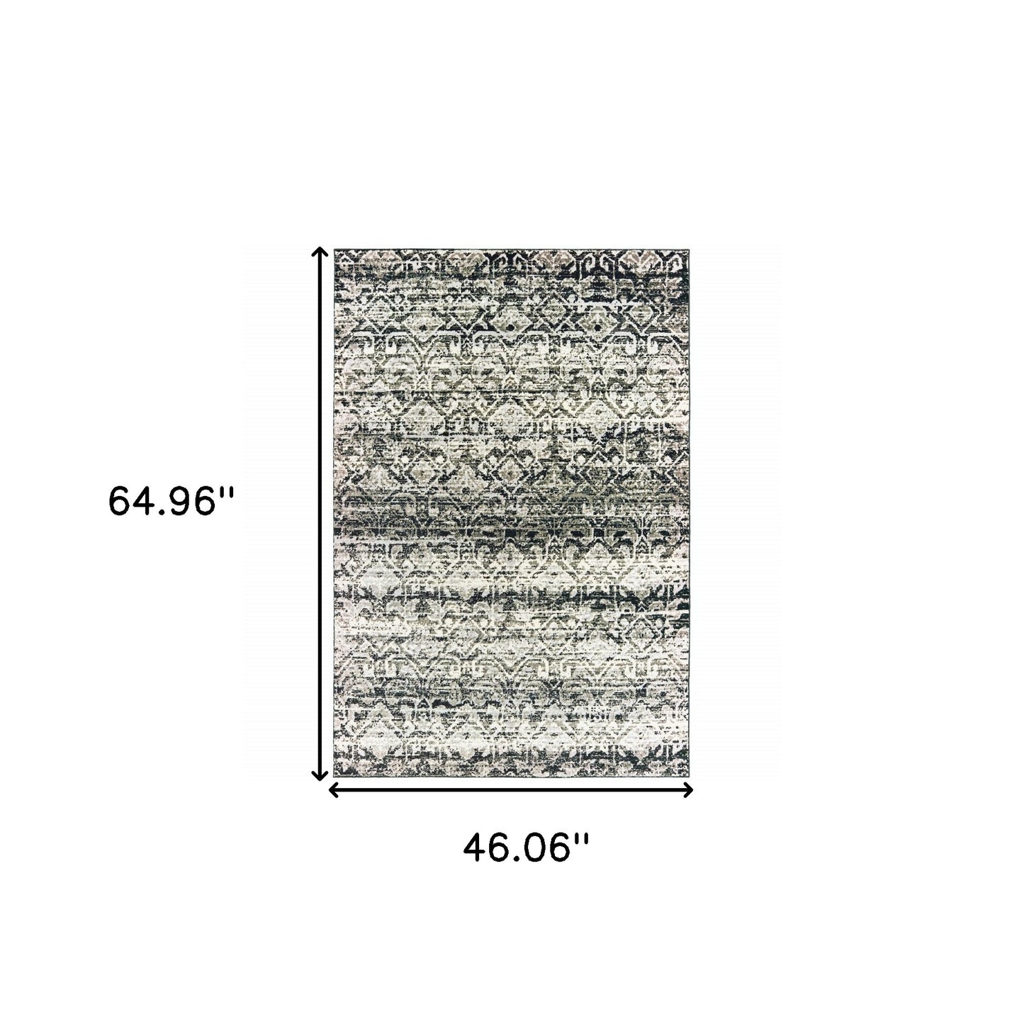 4' X 6' Grey And Ivory Geometric Power Loom Stain Resistant Area Rug