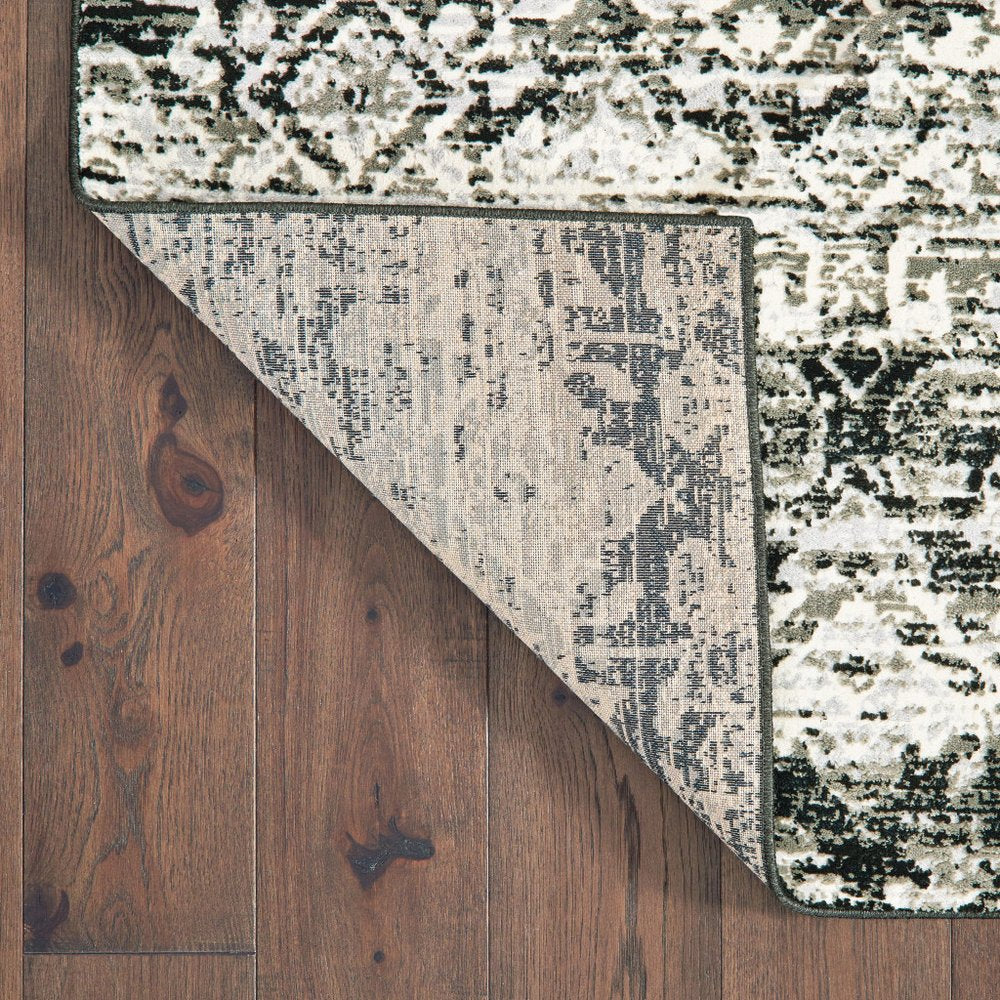 7' X 10' Gray And Ivory Geometric Distressed Area Rug