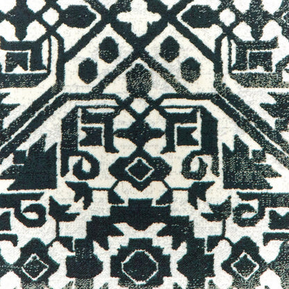 8' X 11' Navy Blue And Ivory Geometric Distressed Area Rug