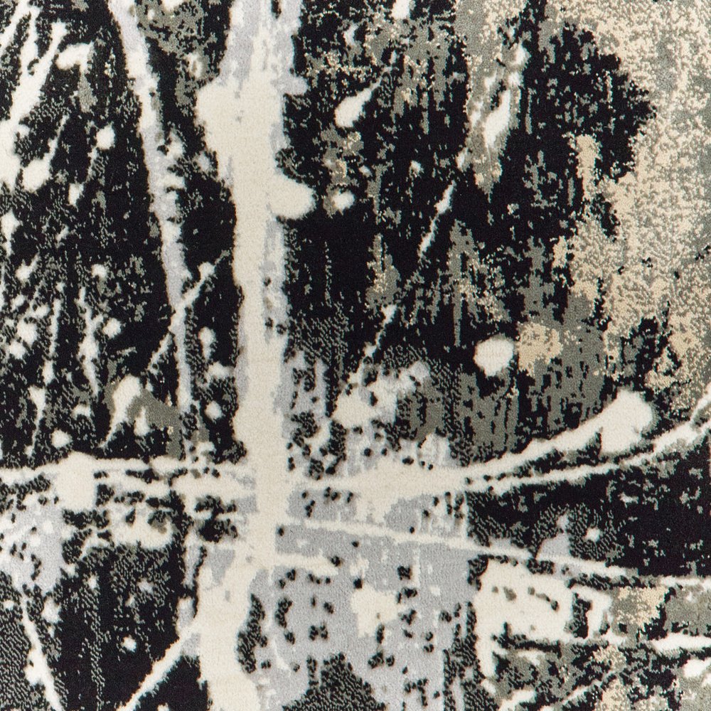 7' X 10' Black And Gold Abstract Area Rug