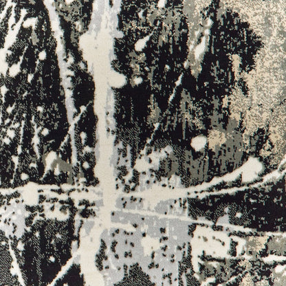 10' X 13' Black Gold Grey And Ivory Abstract Power Loom Stain Resistant Area Rug