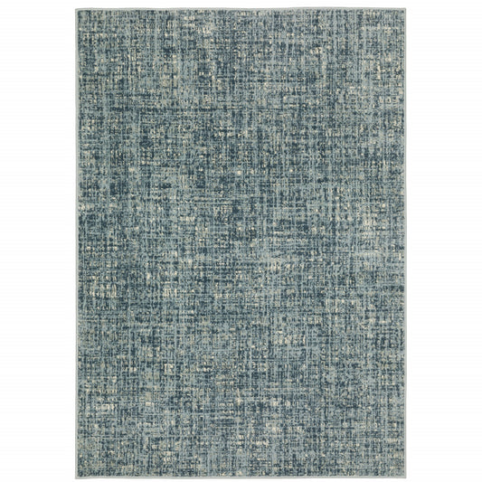 3' X 5' Dark Blue Light Blue Grey Ivory And Beige Abstract Power Loom Stain Resistant Area Rug