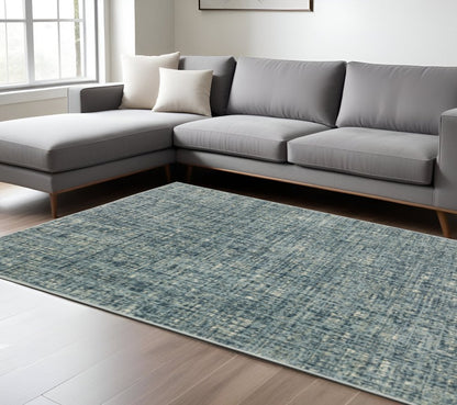 10' X 13' Dark Blue Light Blue Grey Ivory And Beige Abstract Power Loom Stain Resistant Area Rug