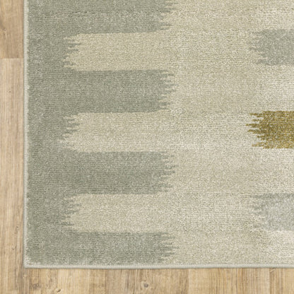 7' X 9' Beige And Ivory Geometric Area Rug