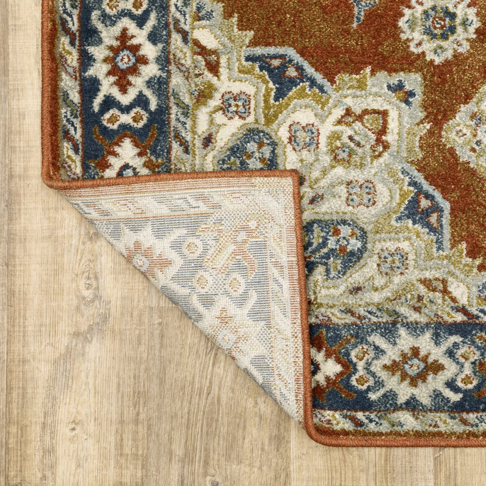 7' X 9' Blue And Beige Oriental Area Rug