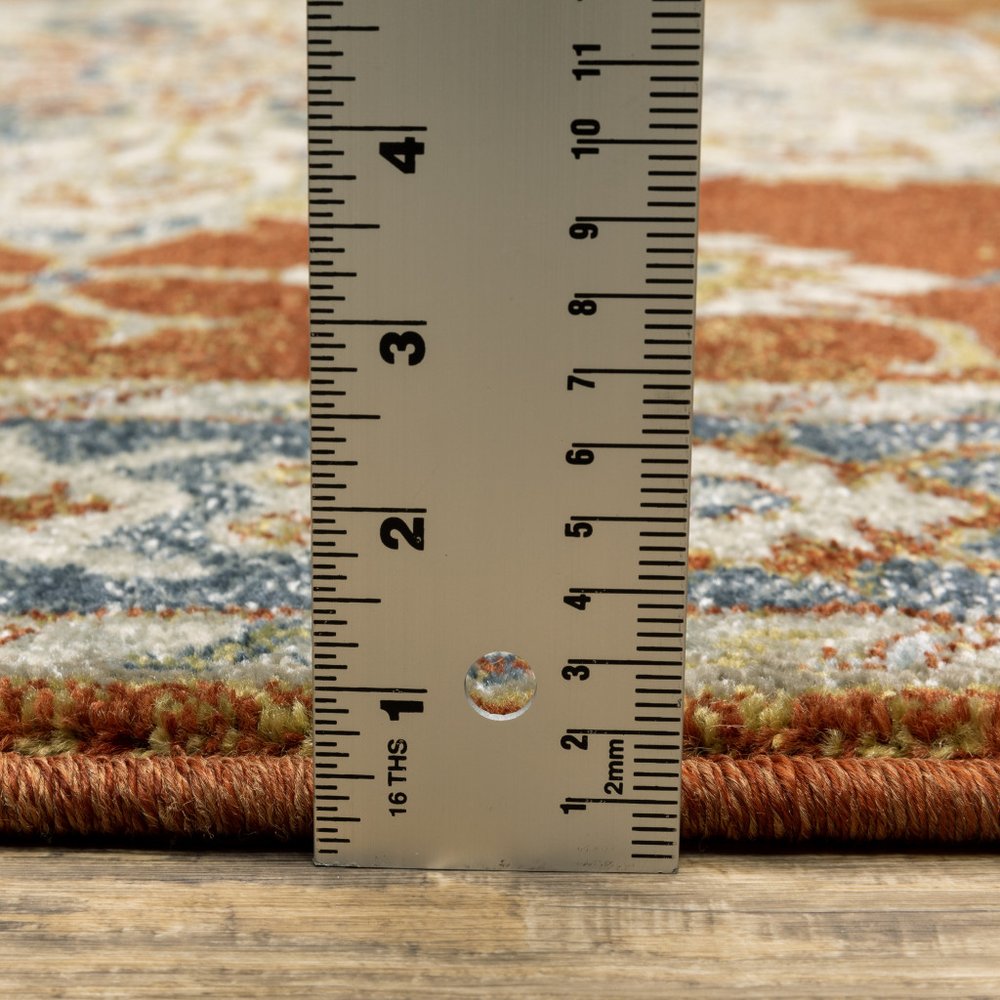 7' X 9' Blue And Beige Oriental Area Rug