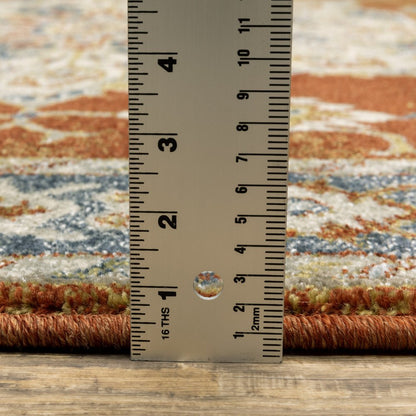 7' X 9' Blue And Beige Oriental Area Rug