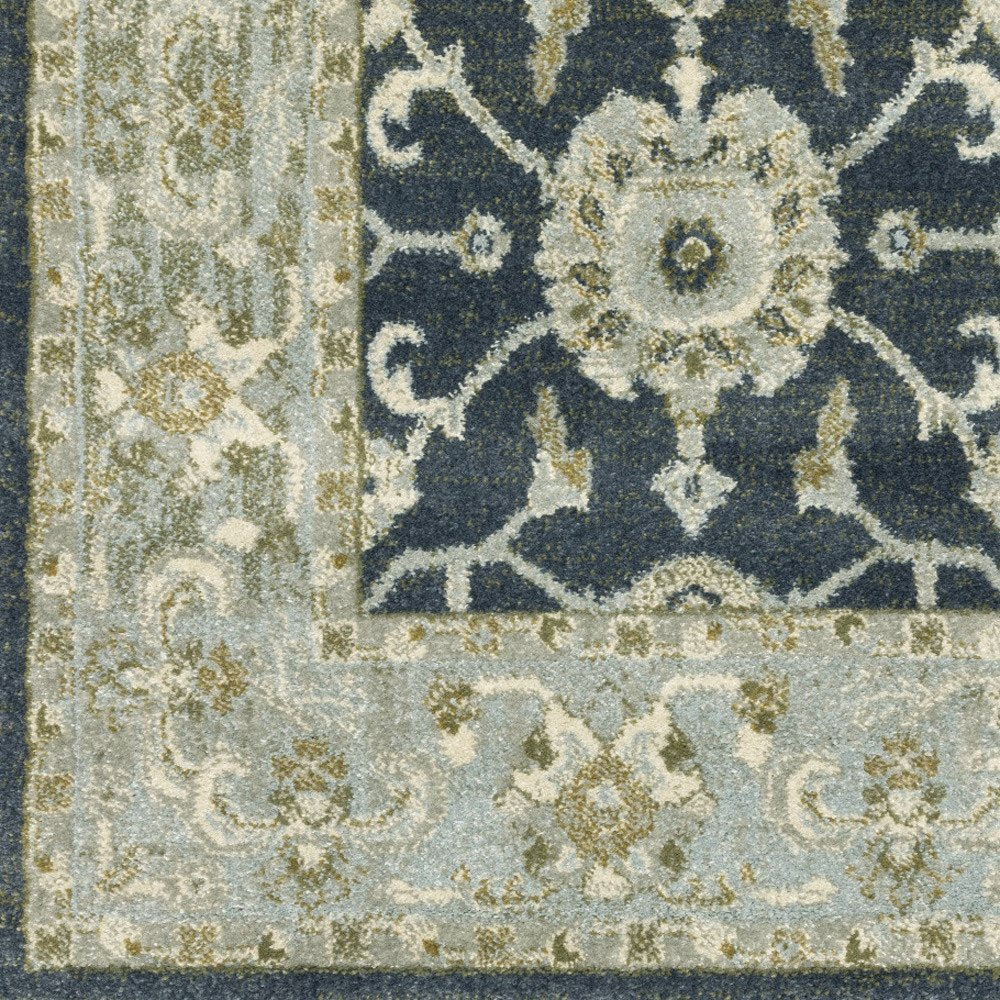7' X 9' Teal Blue Oriental Area Rug