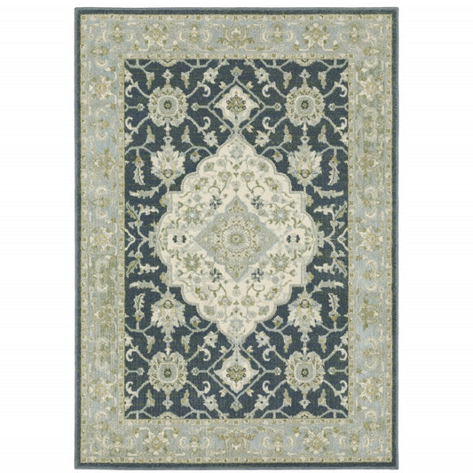7' X 9' Teal Blue Oriental Area Rug