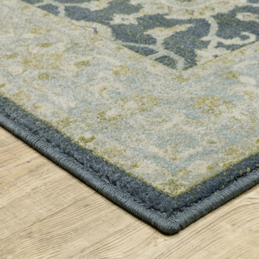 7' X 9' Teal Blue Oriental Area Rug