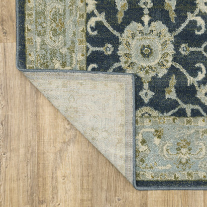 7' X 9' Teal Blue Oriental Area Rug