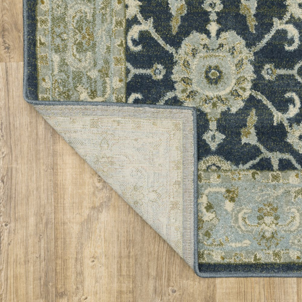Product title: 10' X 13' Teal Blue And Ivory Oriental Distressed Area Rug