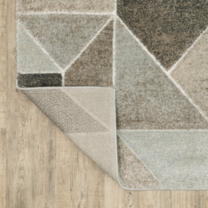 7' X 10' gray and ivory geometric area rug
