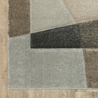 2' X 8' Brown And Ivory Geometric Power Loom Runner Rug