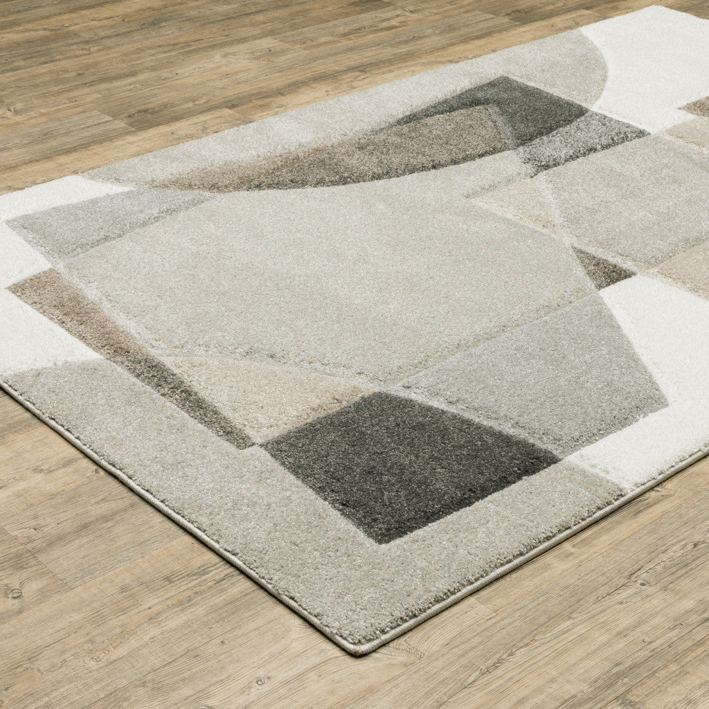 5' X 8' Beige Geometric Power Loom Area Rug