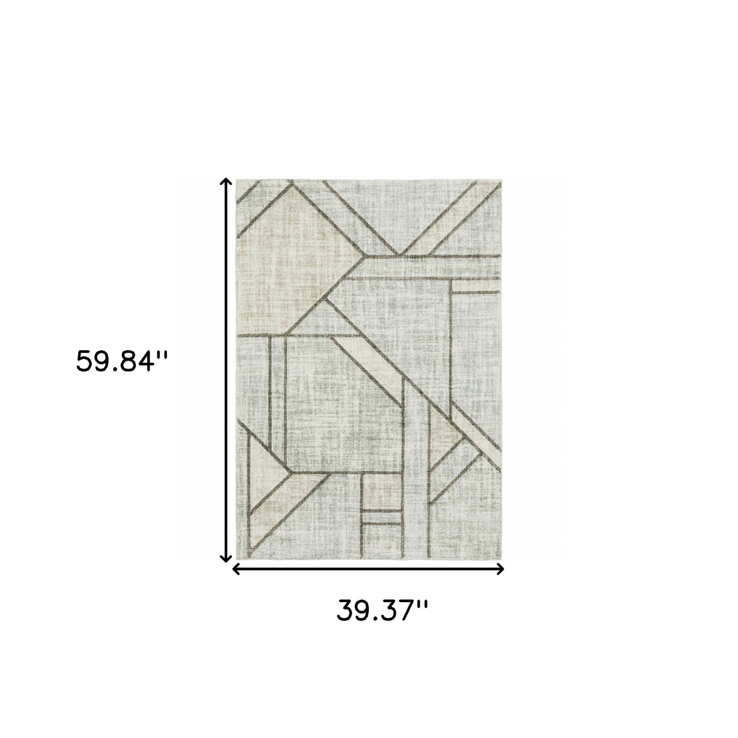 3' X 5' Gray And Ivory Geometric Power Loom Area Rug