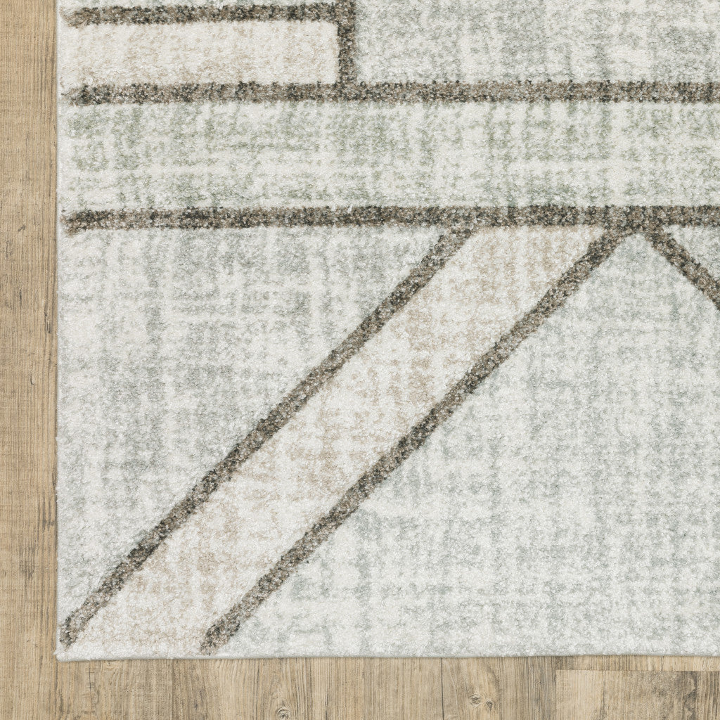 8' X 11' Gray And Ivory Geometric Power Loom Area Rug