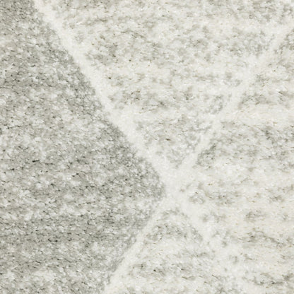 8' X 11' Gray And Ivory Geometric Area Rug