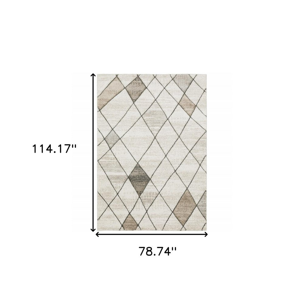 7' X 10' Beige And Gray Geometric Area Rug