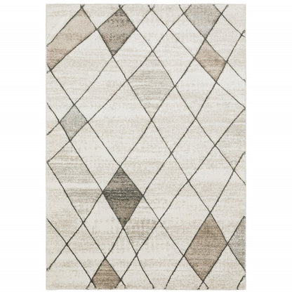 7' X 10' Beige And Gray Geometric Area Rug
