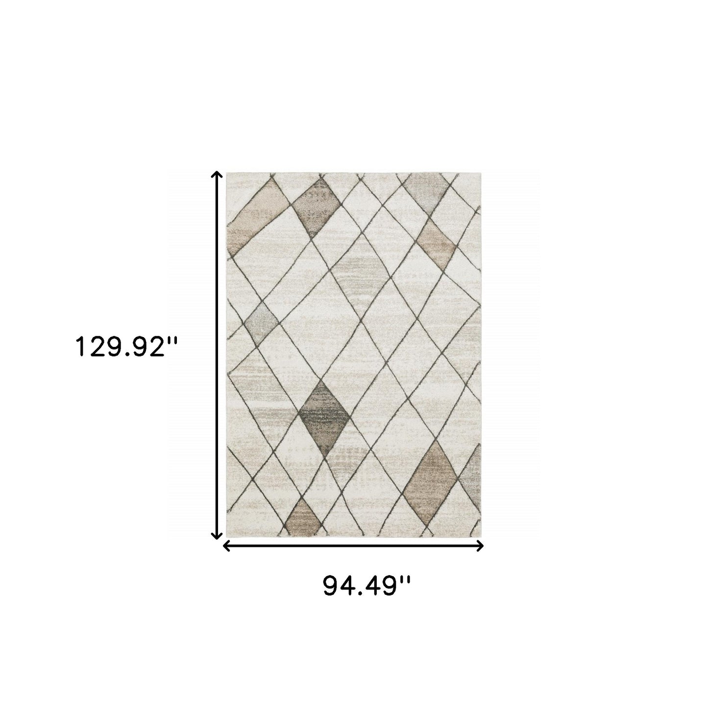 8' X 11' Beige Grey Tan And Brown Geometric Power Loom Stain Resistant Area Rug