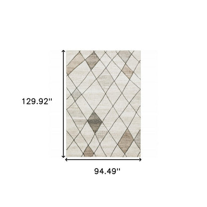 8' X 11' Beige And Gray Geometric Area Rug