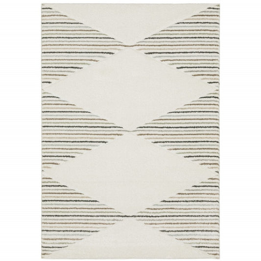 3' x 5' beige grey sage green pale blue brown and charcoal geometric power loom stain resistant area rug
