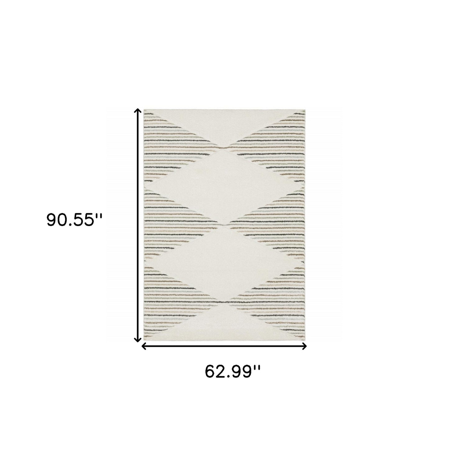 5' X 8' Beige Grey Sage Green Pale Blue Brown And Charcoal Geometric Power Loom Stain Resistant Area Rug