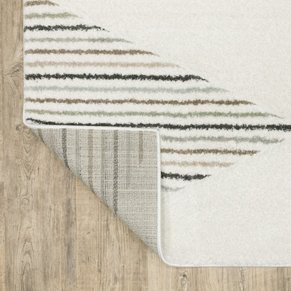 8' X 11' Beige Black And Green Geometric Area Rug