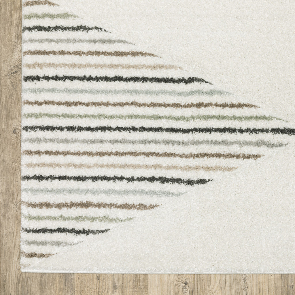 8' X 11' Beige and Black Geometric Power Loom Area Rug